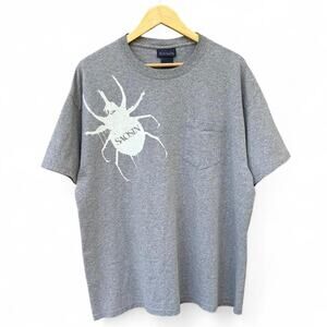 Saosin graphic screen printed on vintage basic editions grey pocket tee skate